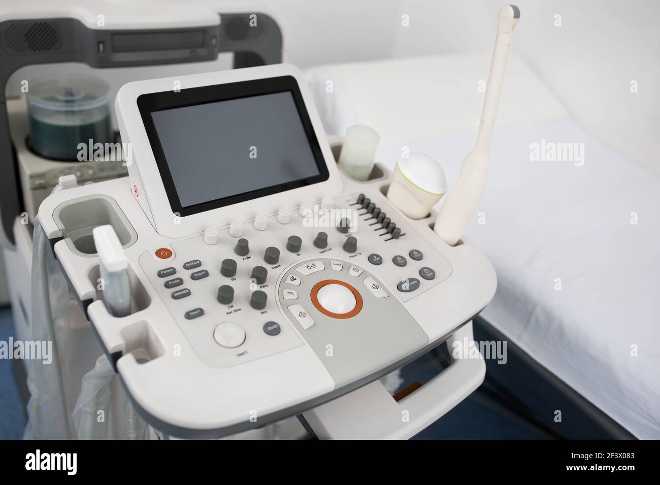 Gynecologist clinic examination, diagnostic equipment, beautiful white