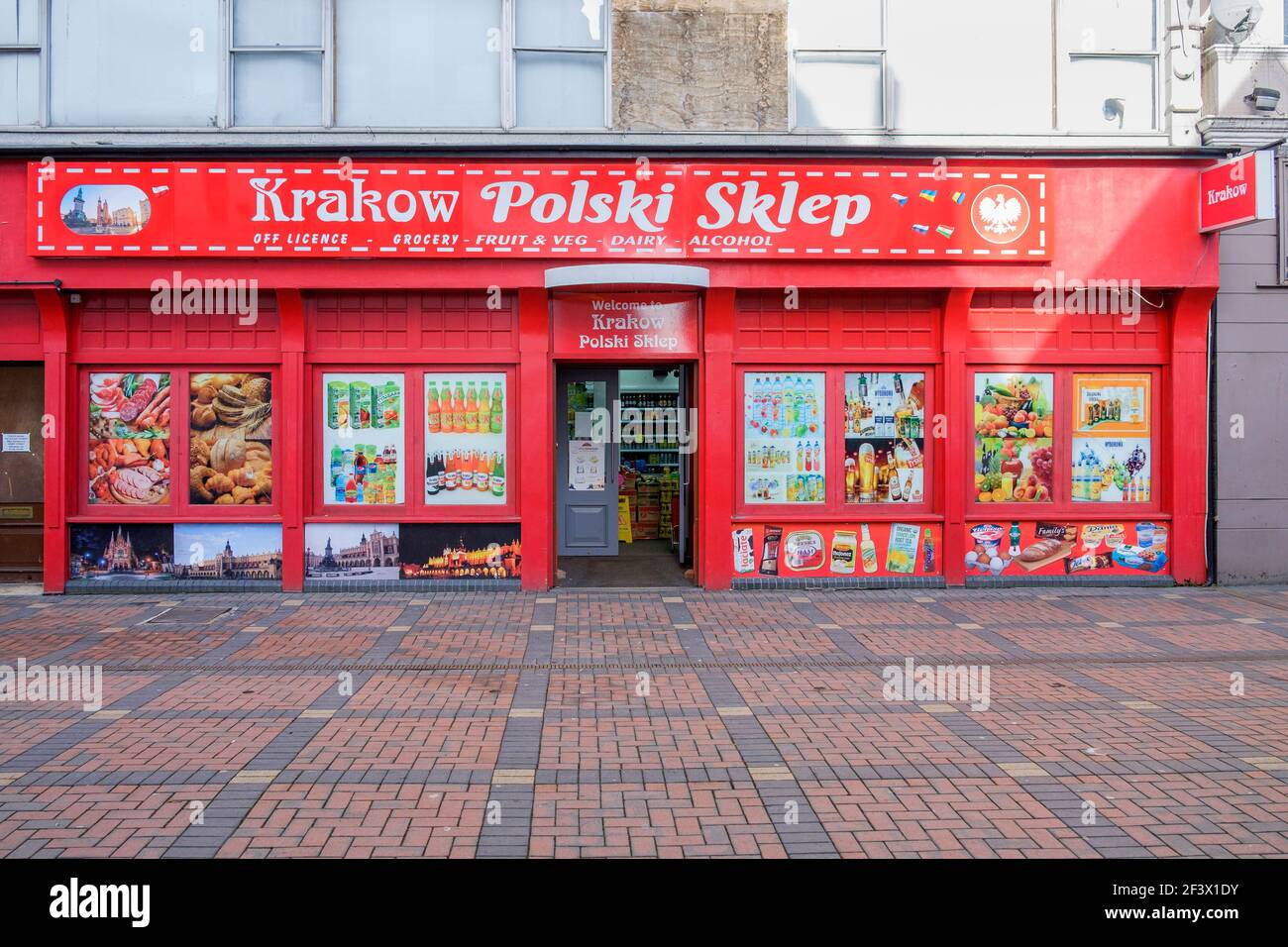 A Polish grocery food shop in Swindon town centre is pictured on19th February, 2019 Stock Photo