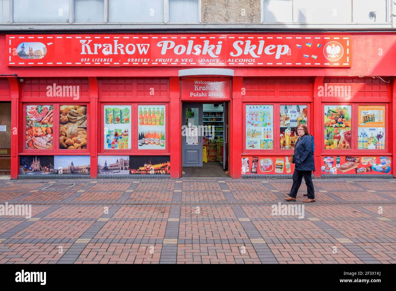 A Polish grocery food shop in Swindon town centre is pictured on19th February, 2019 Stock Photo