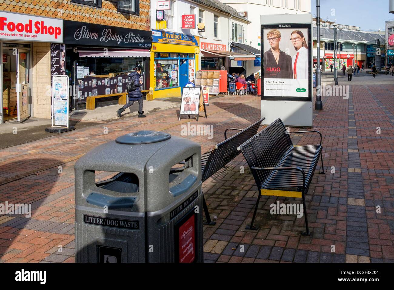 Shops and Shoppers are pictured in the Havelock street,Swindon Wiltshire. Stock Photo