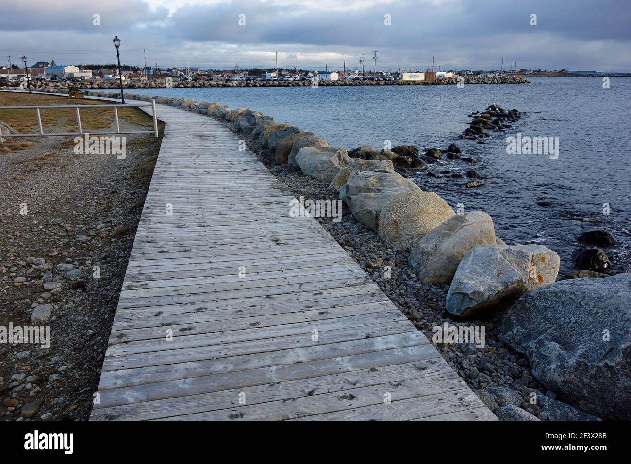 Boardwalk, Clark's Harbour, Cape Sable Island, Nova Scotia, Canada Stock Photo