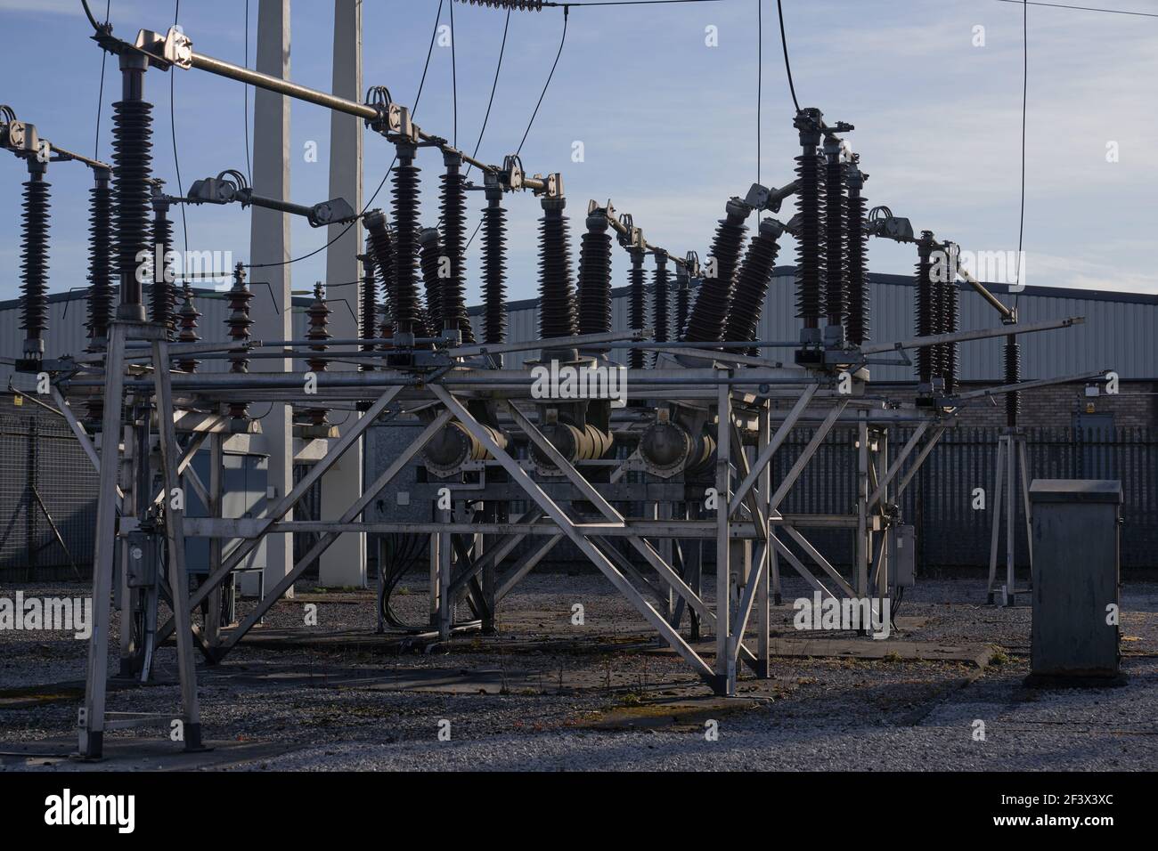 Main distribution line for electricity supply Stock Photo
