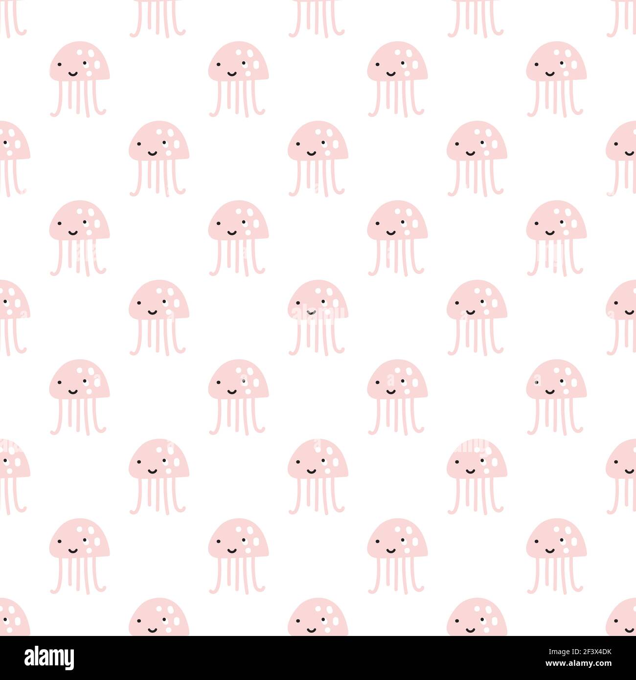 Pink octopus on white pattern background. Cute octopus seamless pattern ...