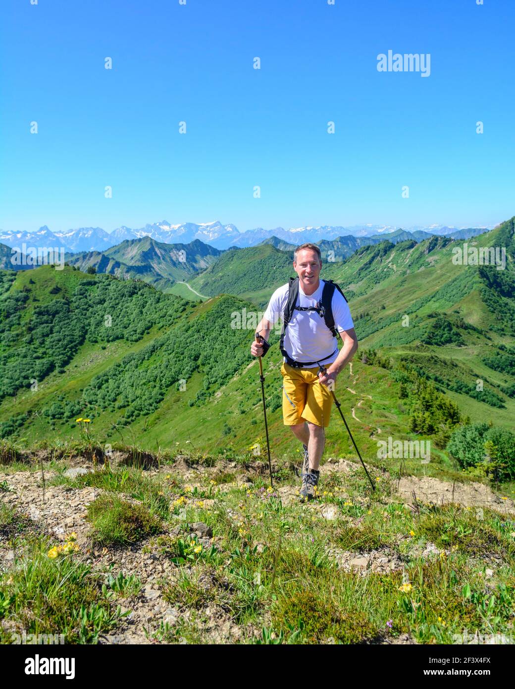 Man hiking in alpine region in austrian alps Stock Photo - Alamy