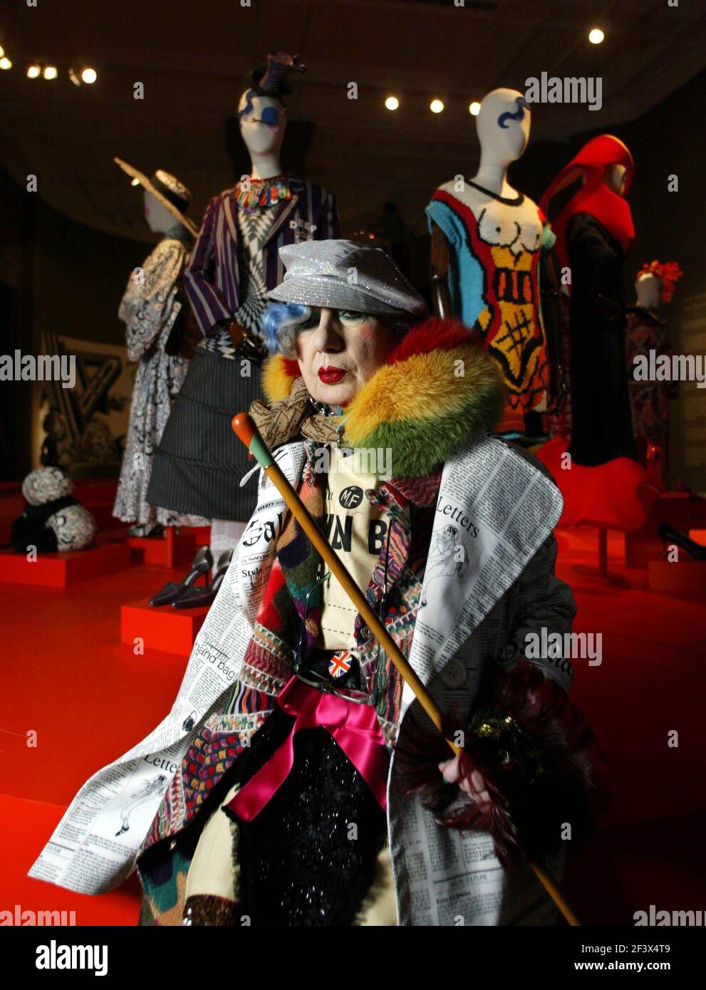 Anna Piaggi in her  FASHION-OLOGY exhibition held at the Victoria and Albert Museum in London, the exhibition runs from 2 Feb to 23 April 2006.pic David Sandison 30/6/2006 Stock Photo
