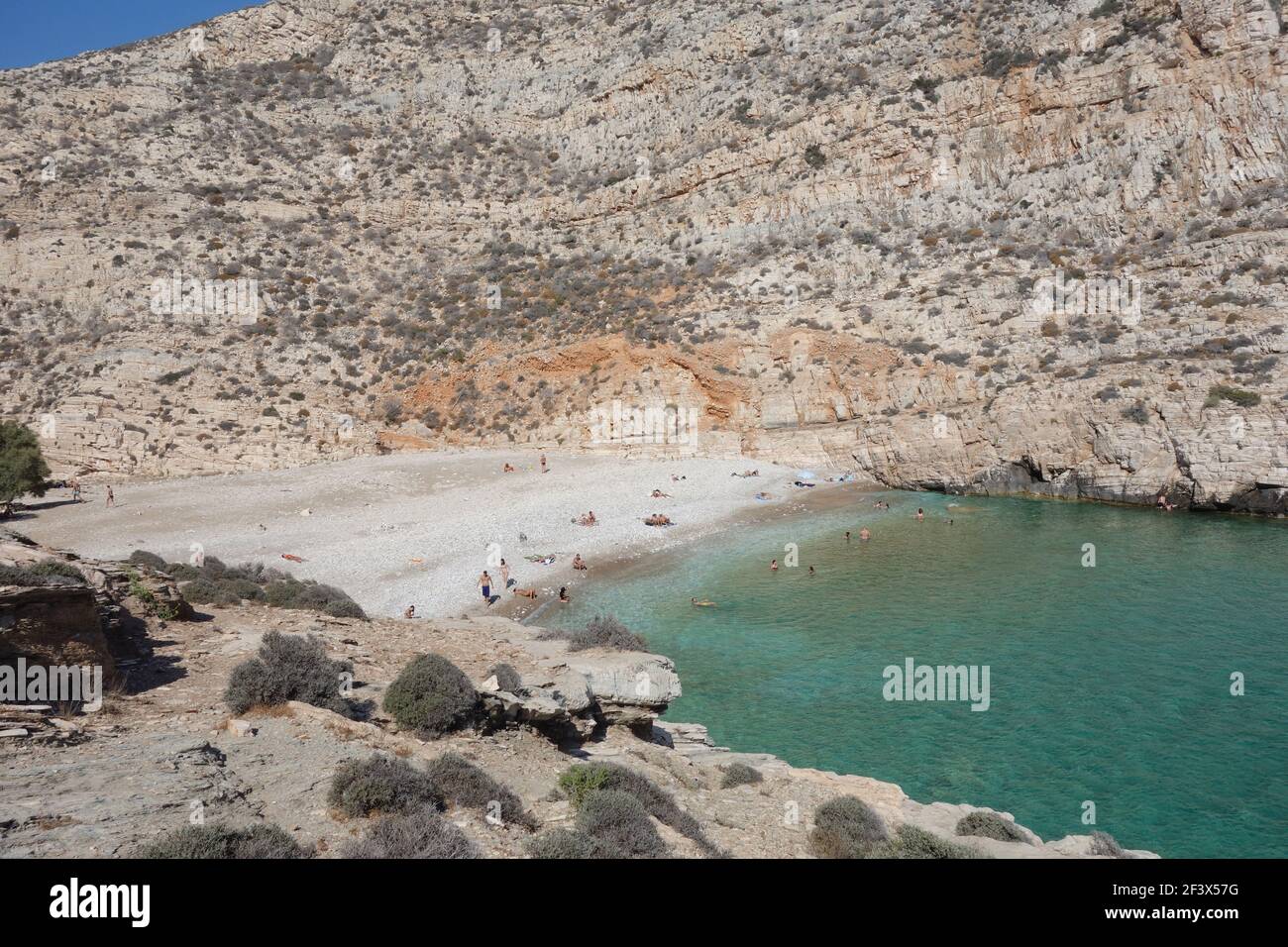 Folegandros, Greece - August 3, 2014 : An isolated beautiful beach in Folegandros Greece Stock Photo