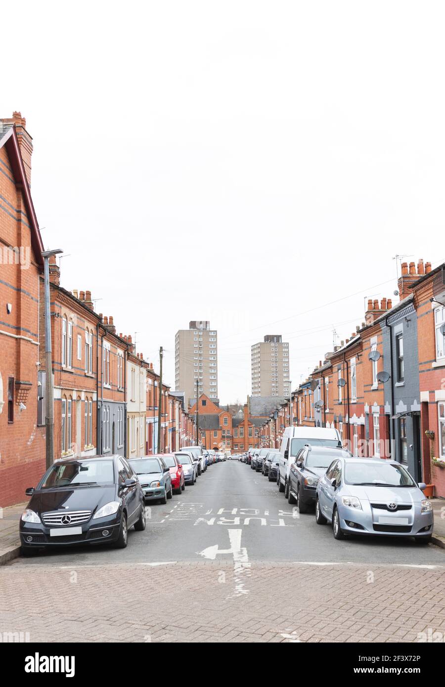 Leicester city centre from far away in Highfields, 2 tower blocks