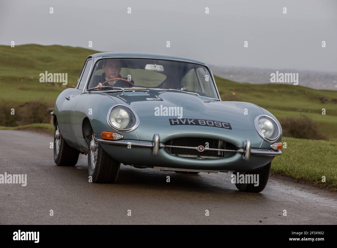 Jaguar EType Reborn test driven in Prologis Park, Coventry, England, United Kingdom Stock Photo