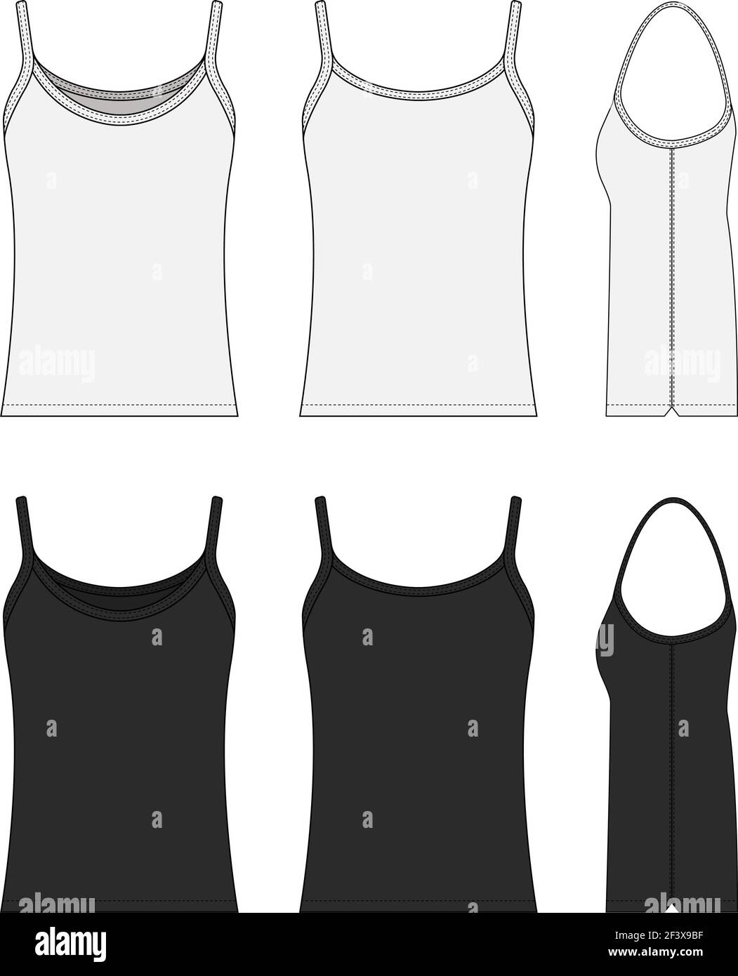 Woman camisole dress template illustration set Stock Vector