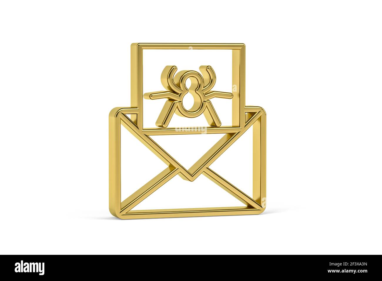 Golden 3d email icon isolated on white background - 3D render Stock ...