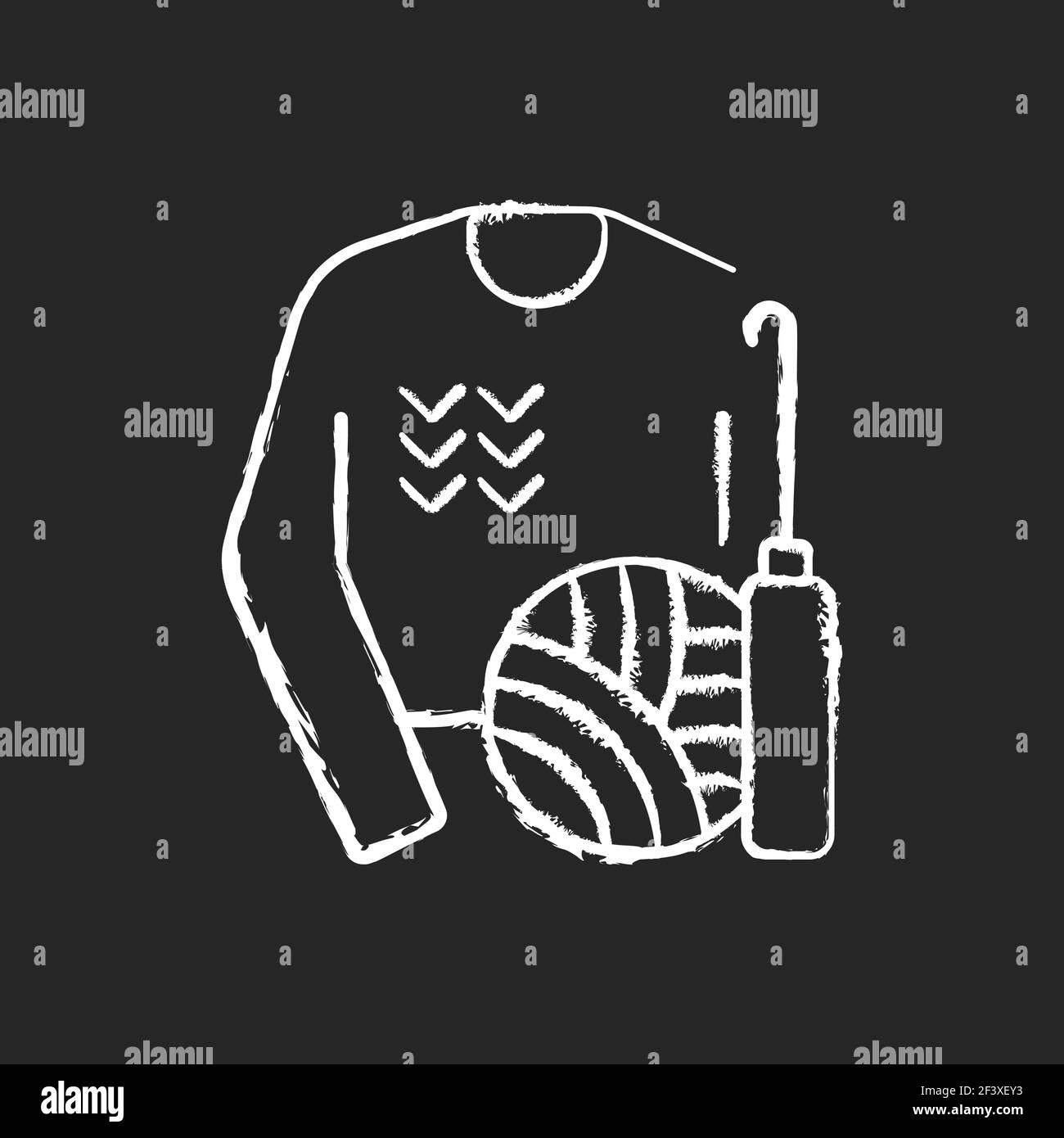 Knitwear alteration and repair chalk white icon on black background Stock Vector