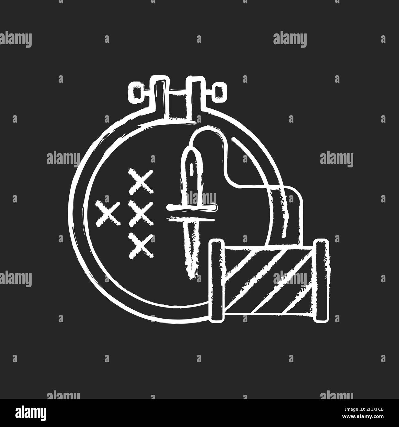 Embroidery chalk white icon on black background Stock Vector Image ...