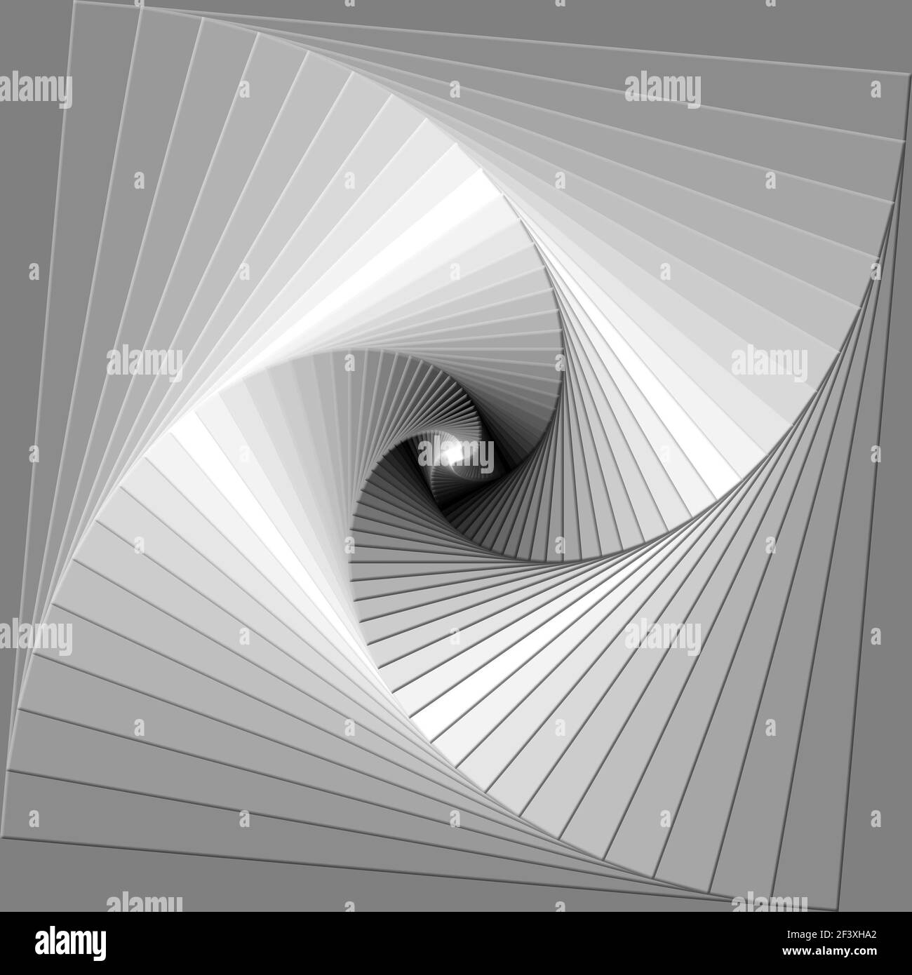 Monochrome swirling spiralling squares - 3D digital illustration Stock Photo