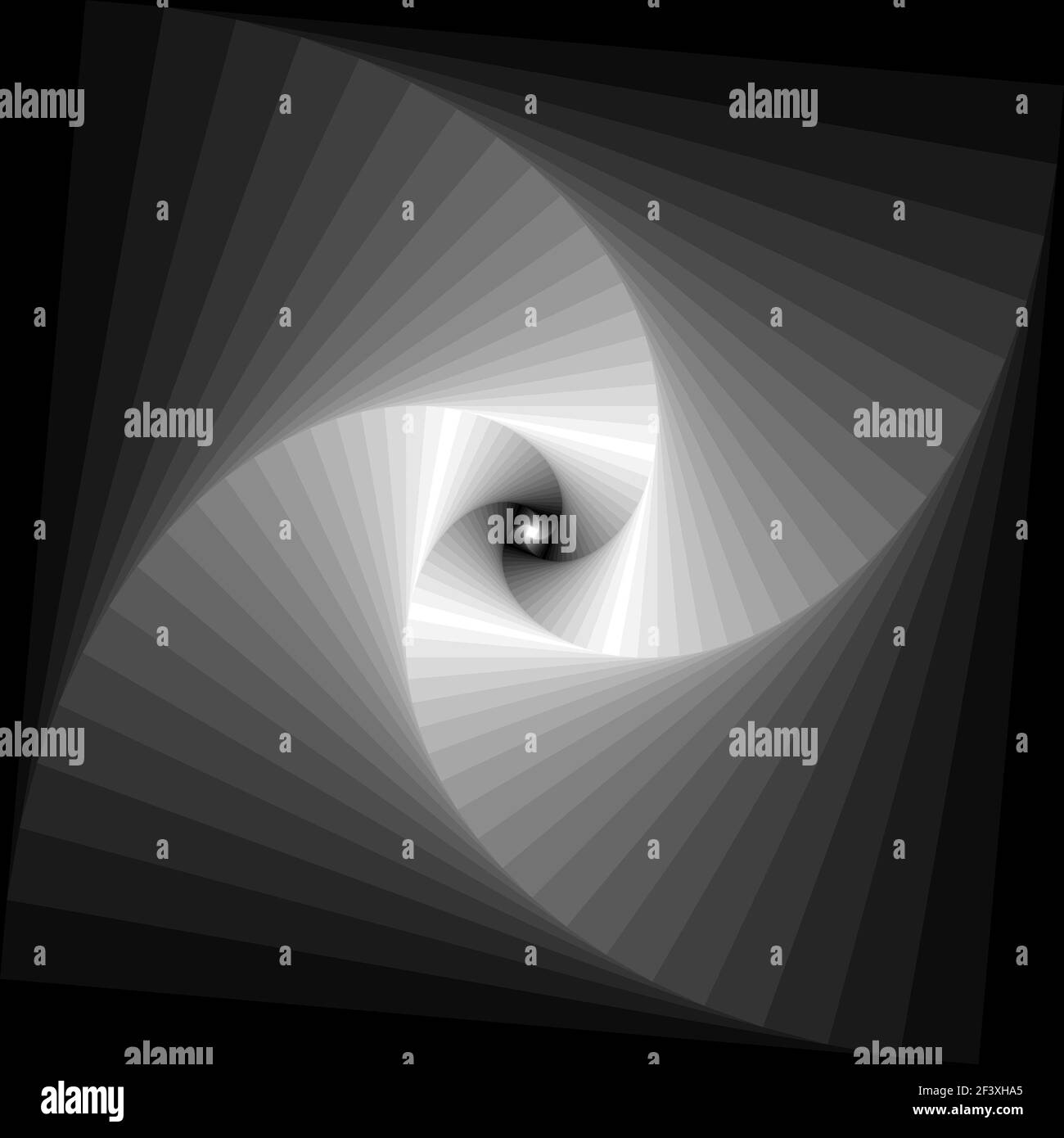 Monochrome swirling spiralling squares - digital illustration Stock Photo
