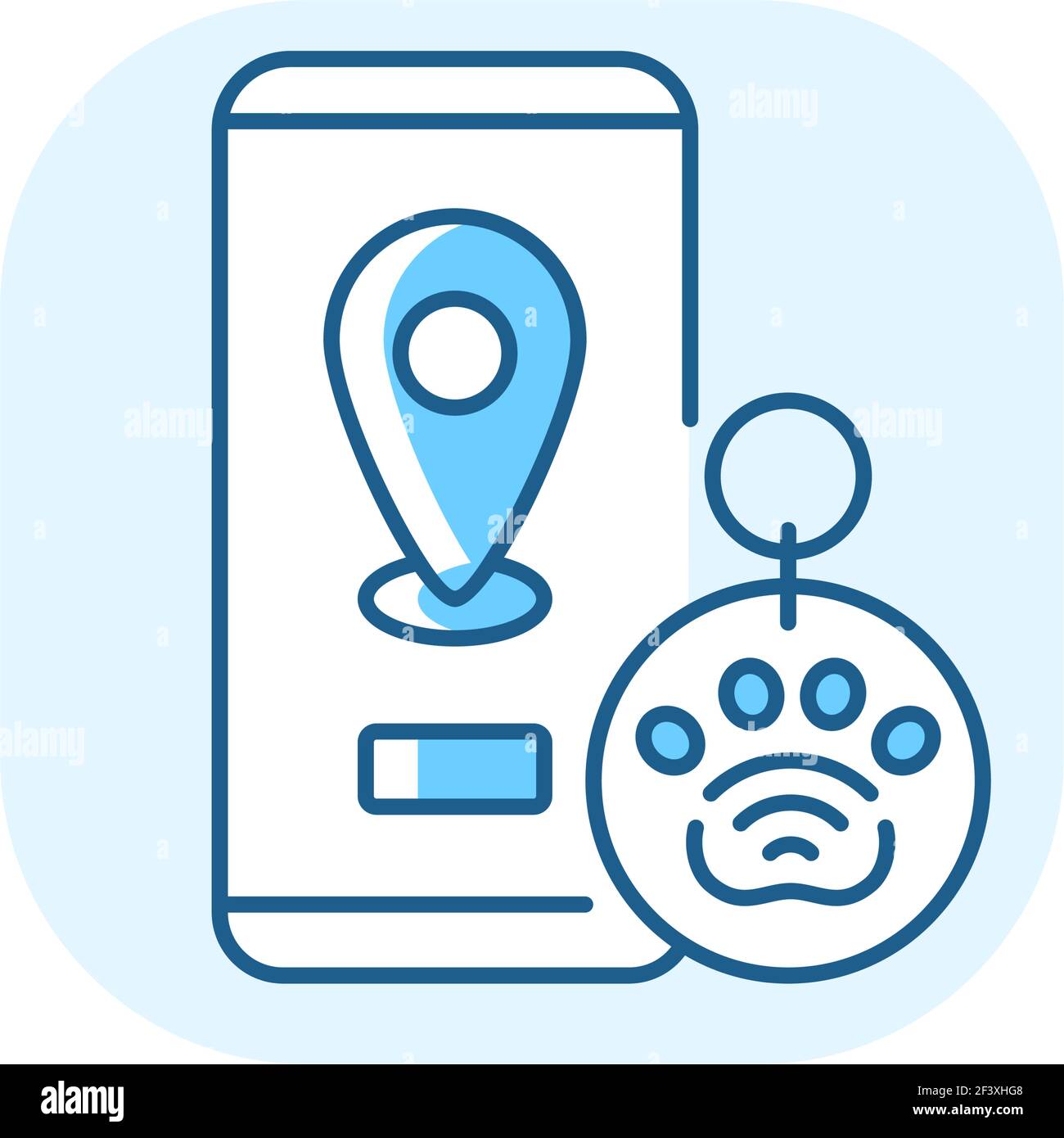 NFC and RFID pet tags blue RGB color icon Stock Vector