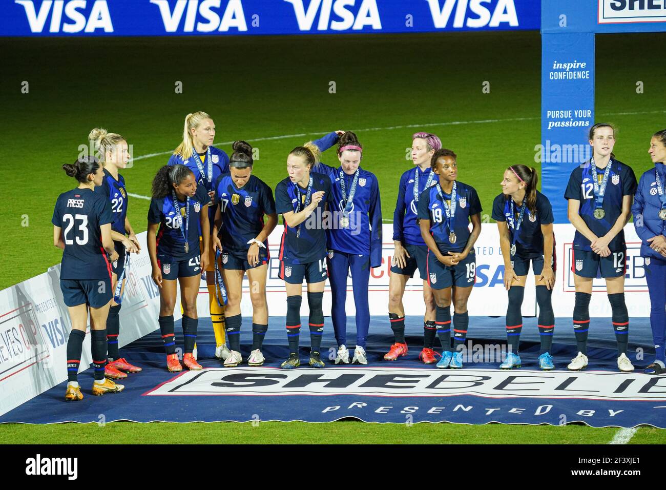 Orlando, Florida, USA, February 24, 2021, USA face Argentina during the SheBelieves Cup at Exploria Stadium  (Photo Credit:  Marty Jean-Louis) Stock Photo