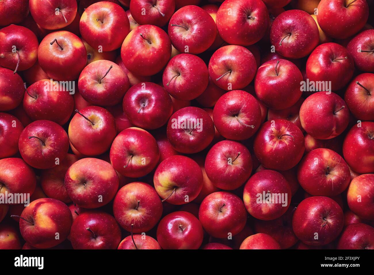 Full frame shot of red apples. Fresh red apples from the market. Stock Photo