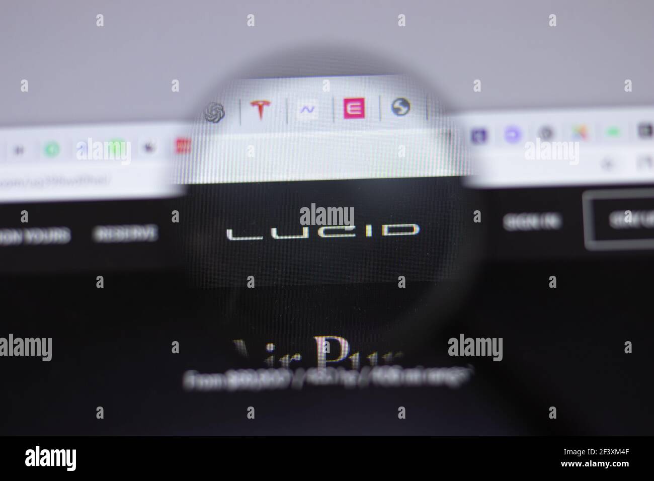New York, USA 18 March 2021 Lucid Motors company logo icon on