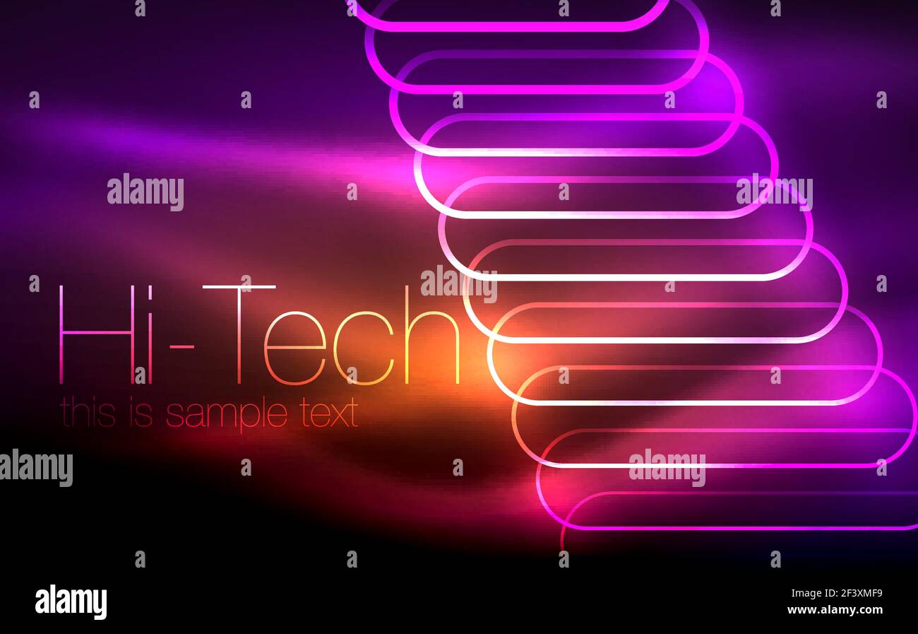 Glowing ellipses dark background, waves and swirl, neon light effect, shiny vector magic effects. Glowing ellipses dark background, waves and swirl, neon light effect, shiny magic effects. Vector illustration Stock Vector