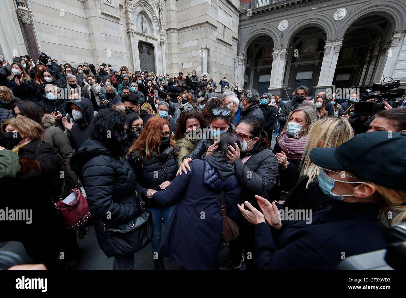 Naples, Italy. 18th Mar, 2021. The funeral in the cathedral of Naples