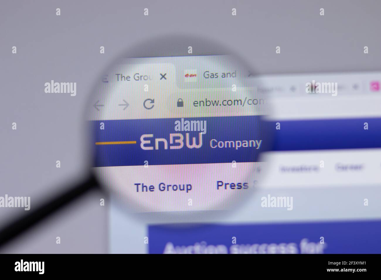 New York, USA - 18 March 2021: EnBW company logo icon on website, Illustrative Editorial Stock Photo