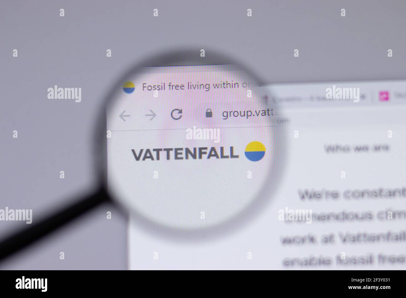 New York, USA - 18 March 2021: Vattenfall company logo icon on website, Illustrative Editorial Stock Photo