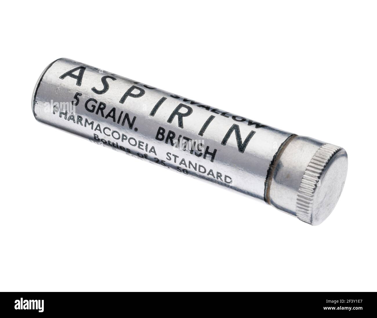 A small tube of British Aspirin from the 1940's. Stock Photo
