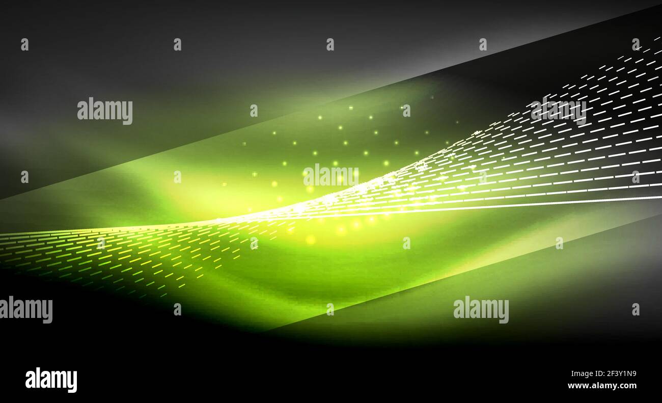 Smooth light effect, straight lines on glowing shiny neon dark background. Energy technology idea. Smooth light effect, straight lines on glowing shiny neon dark background. Energy technology idea. Vector illustration Stock Vector