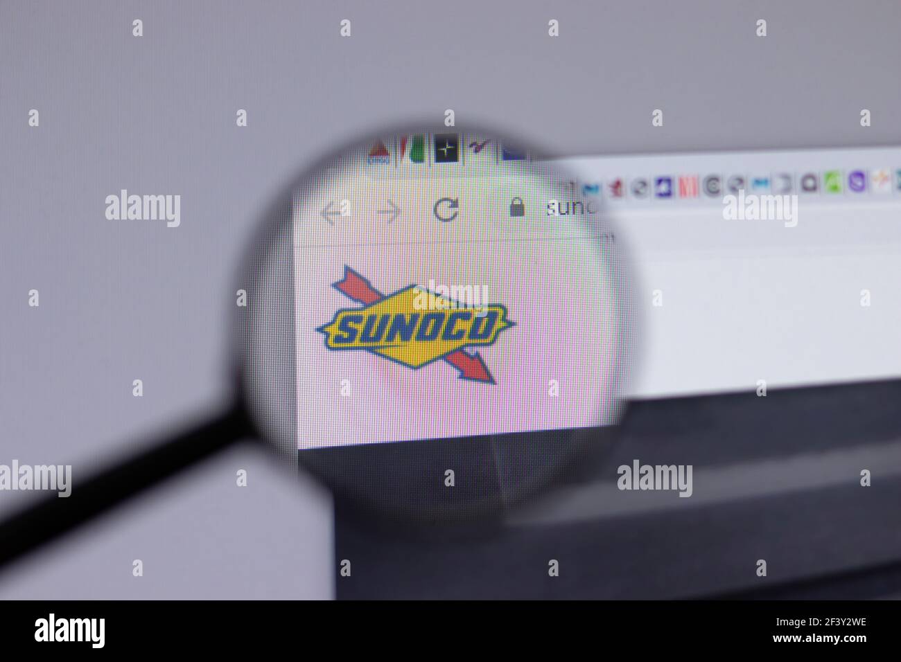 New York, USA - 18 March 2021: Sunoco company logo icon on website, Illustrative Editorial Stock Photo