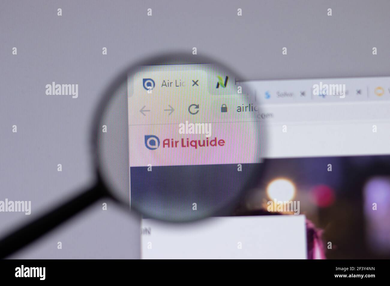 New York, USA - 18 March 2021: Air Liquide company logo icon on website, Illustrative Editorial Stock Photo
