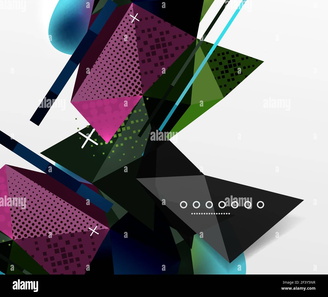 Abstract geometric background, polygonal triangle elements, lines and material textures, holographic elements. Abstract geometric background, polygonal triangle elements, lines and material textures, holographic elements. Vector modern abstract template Stock Vector