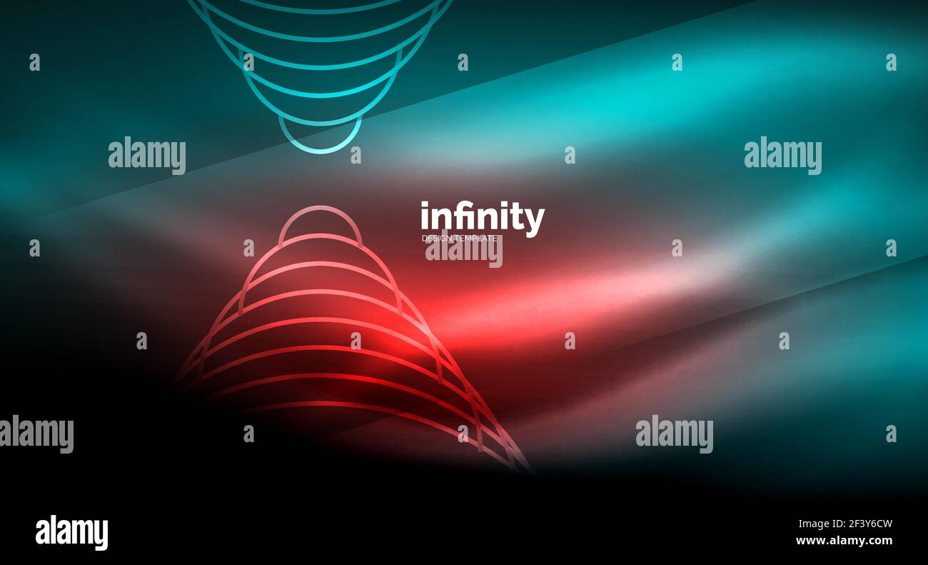 Abstract wave on dark background, shiny glowing neon digital background ...