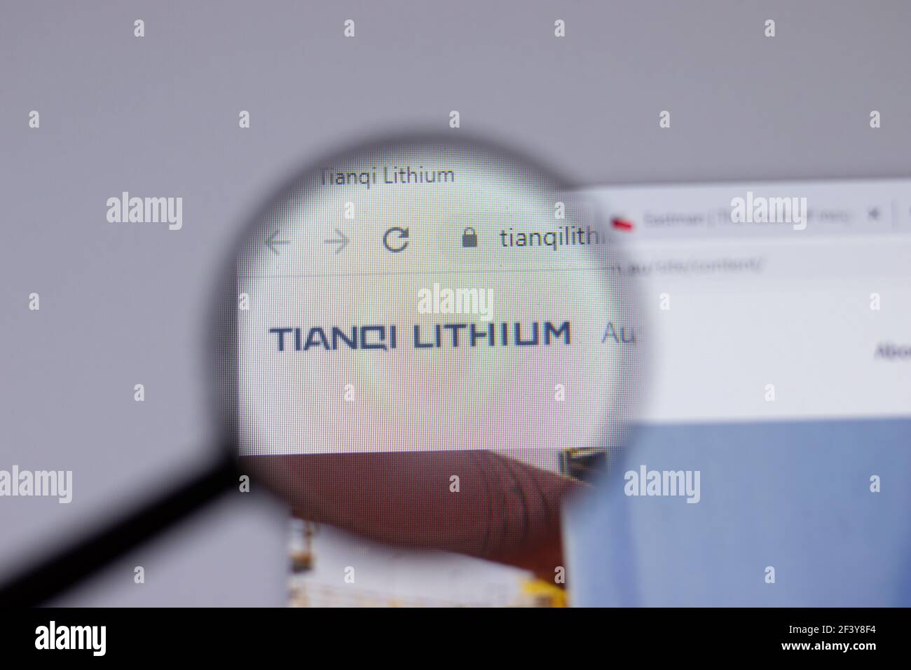 New York, USA - 18 March 2021: Tianqi Lithium company logo icon on website, Illustrative Editorial Stock Photo