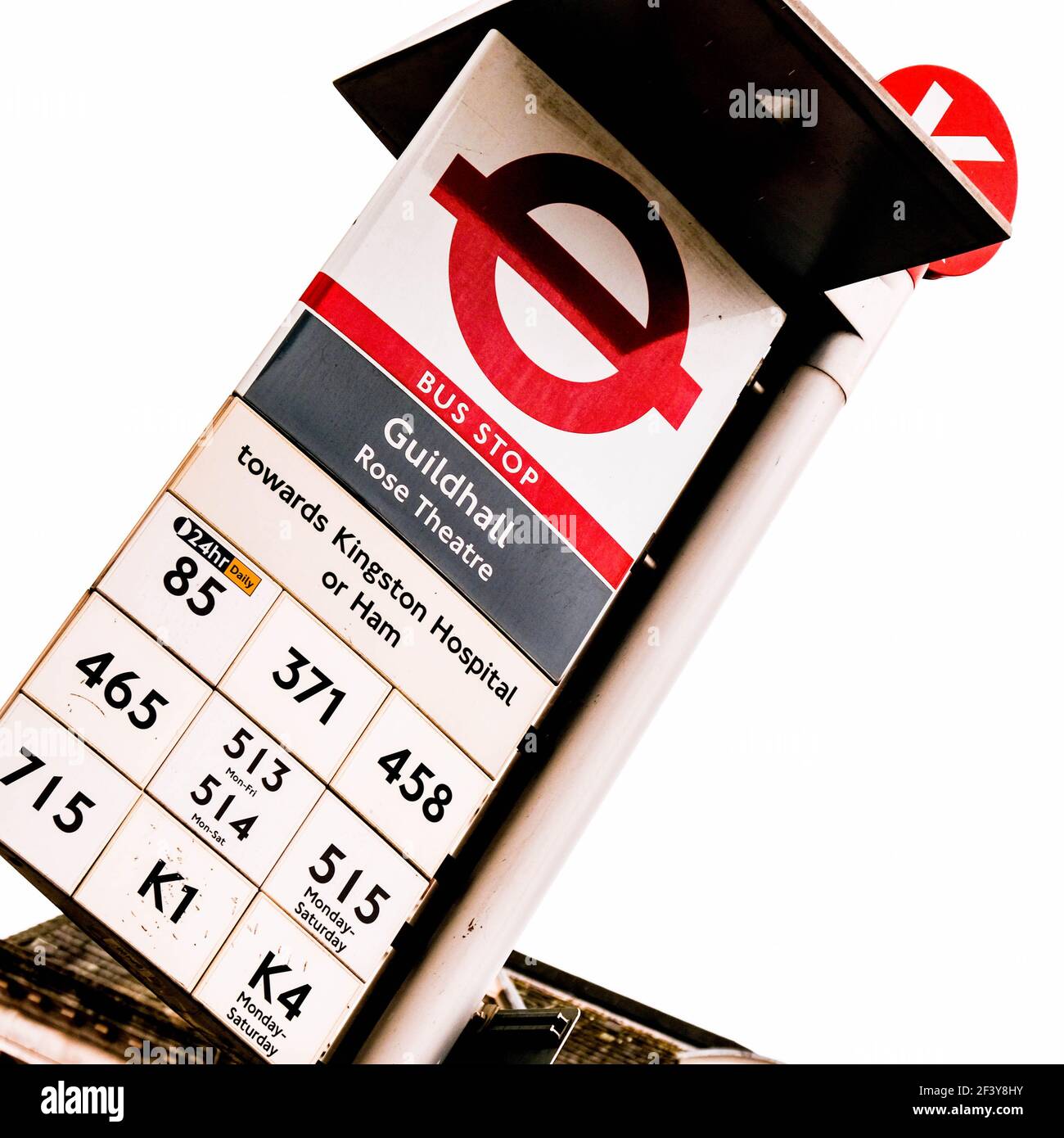 London UK, March 18 2021, Public Transport Bus Stop, Close Up With No