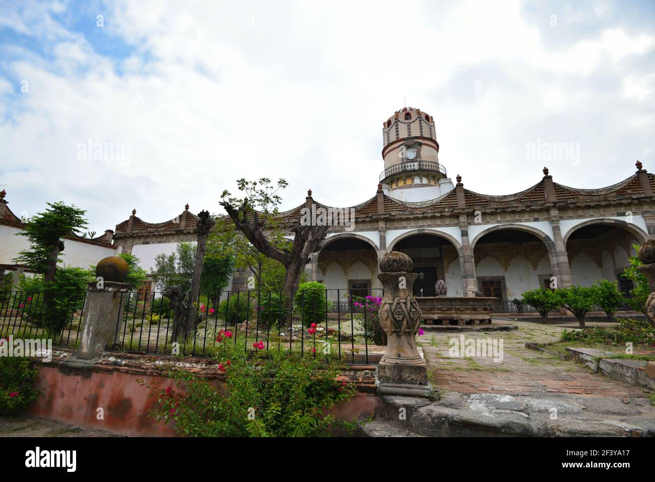 Scenic landscape with view of the Colonial Hacienda de Peotillos in