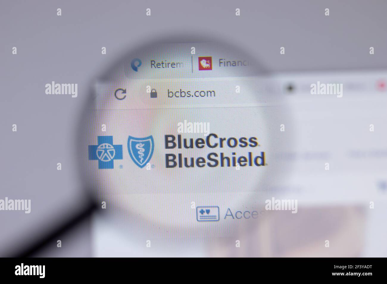 New York, USA - 18 March 2021: Blue Cross Blue Shield Association company logo icon on website, Illustrative Editorial Stock Photo