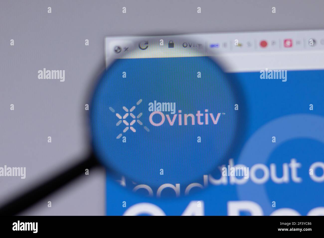 New York, USA - 18 March 2021: Ovintiv company logo icon on website, Illustrative Editorial Stock Photo