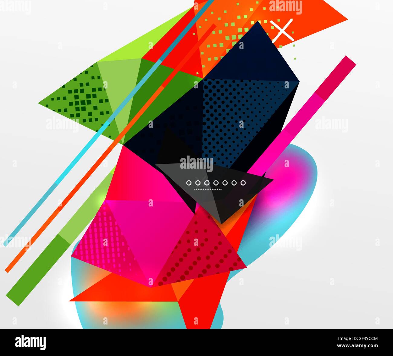 Abstract geometric background, polygonal triangle elements, lines and material textures, holographic elements. Abstract geometric background, polygonal triangle elements, lines and material textures, holographic elements. Vector modern abstract template Stock Vector