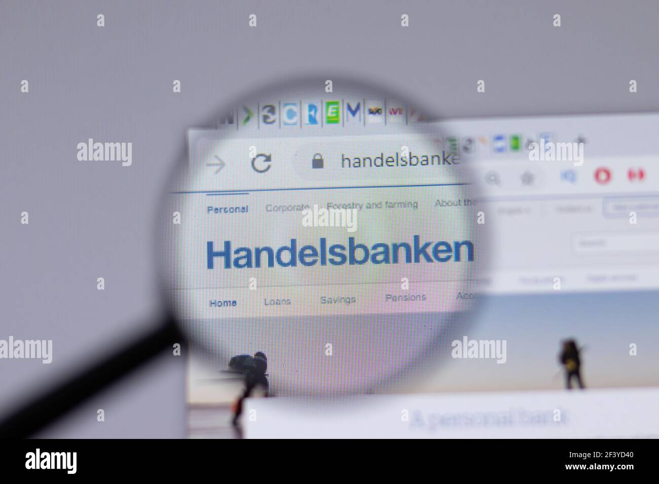 New York, USA - 18 March 2021: Handelsbanken company logo icon on website, Illustrative Editorial Stock Photo