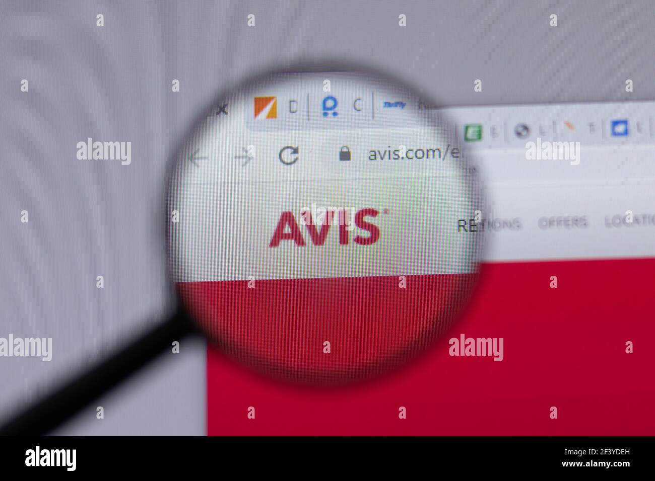 New York, USA 18 March 2021 Avis Car Rental company logo icon on