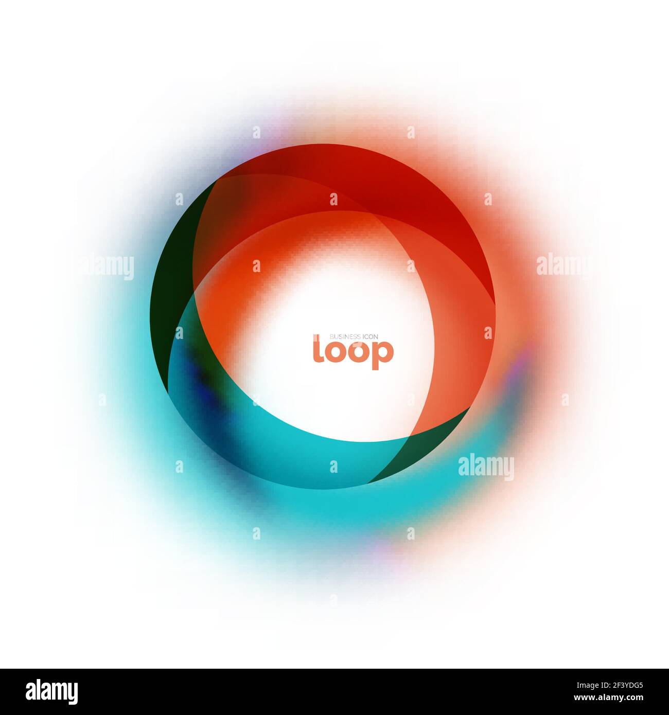 Loop circle business icon, created with glass transparent color shapes ...