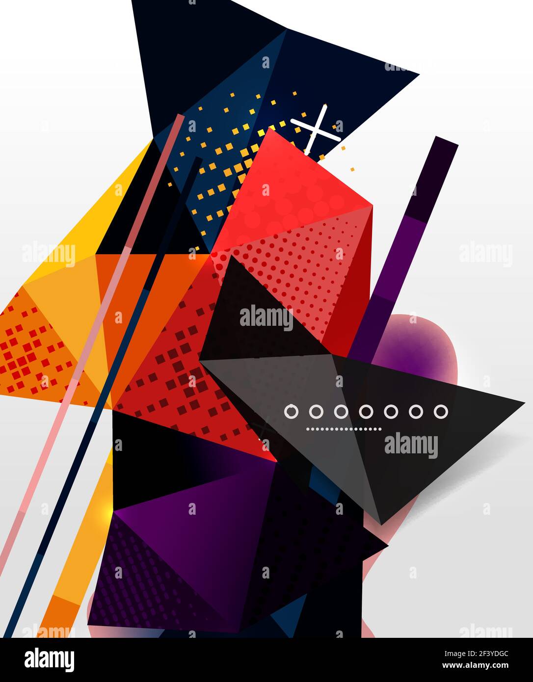 Abstract geometric background, polygonal triangle elements, lines and material textures, holographic elements. Abstract geometric background, polygonal triangle elements, lines and material textures, holographic elements. Vector modern abstract template Stock Vector