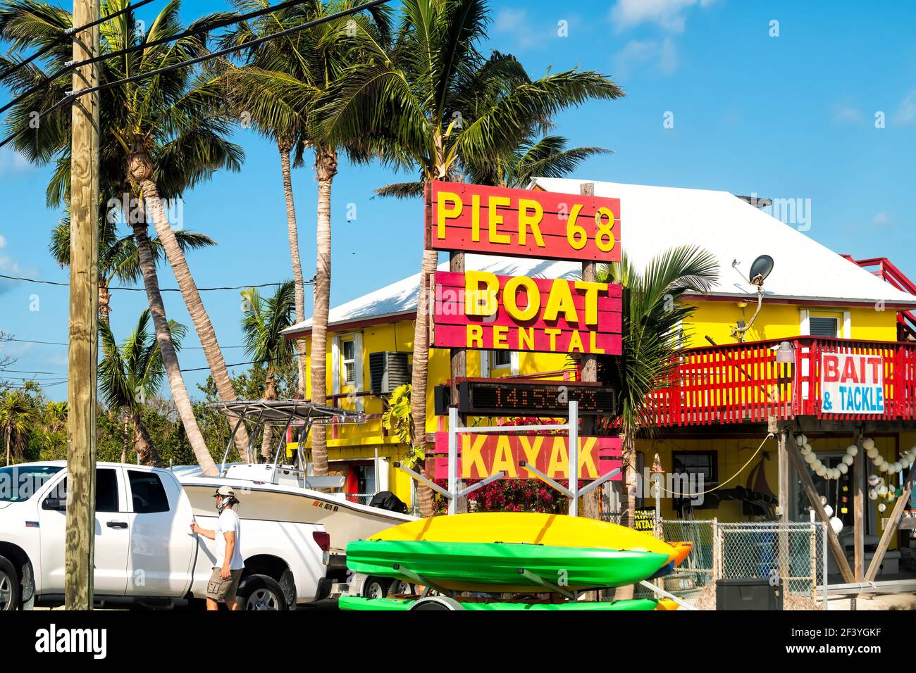 Layton, USA - May 1, 2018: Florida city in Long Key with man