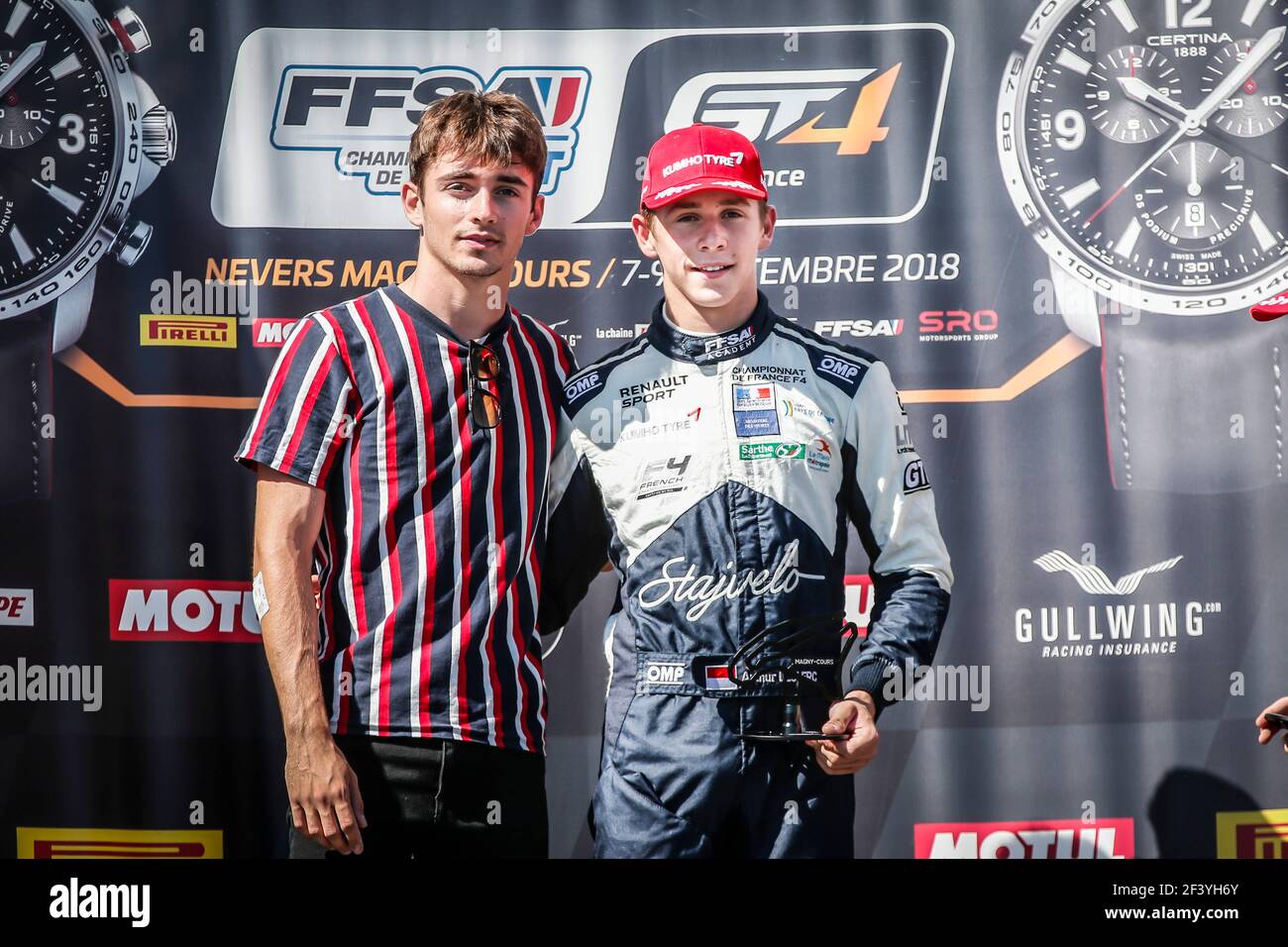 Leclerc Charles Fra F1 Driver Team Sauber Leclerc Arthur Mon F4 Ffsa Academy Portrait Podium Race 2 During The 18 Ffsa Gt Circuit French Championship From September 7 To 9 At Magny Cours