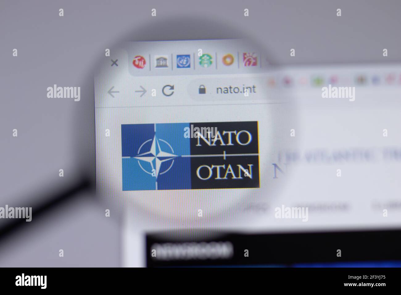 New York, USA - 18 March 2021: NATO company logo icon on website, Illustrative Editorial Stock Photo