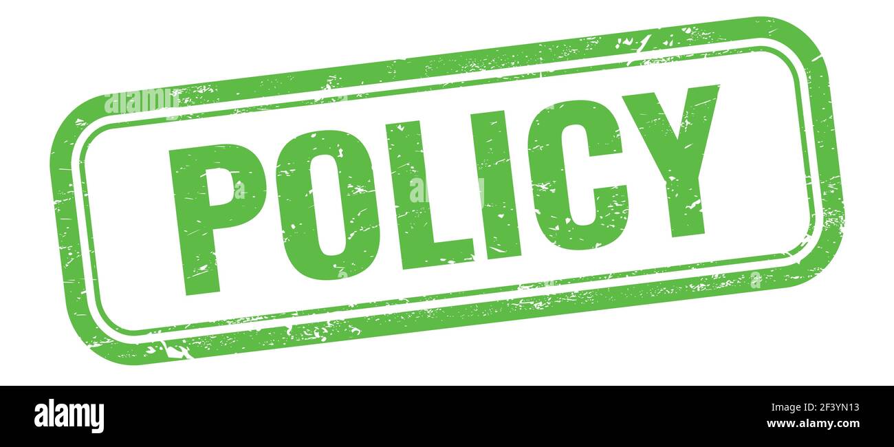 POLICY text on green grungy vintage rectangle stamp Stock Photo - Alamy