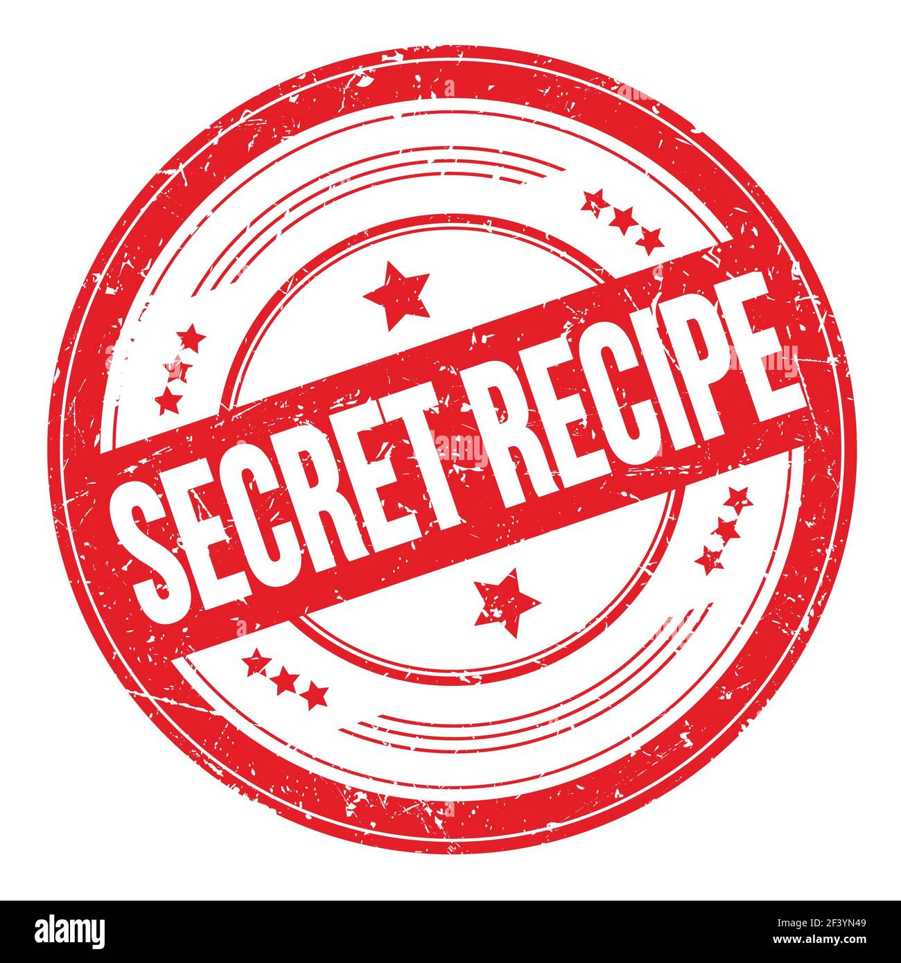 SECRET RECIPE text on red round grungy texture stamp Stock Photo