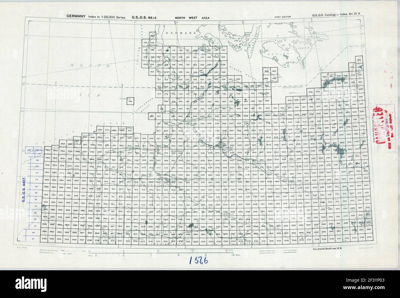 GERMANY INDEX SHEETS MAP 1944 North West area Stock Photo