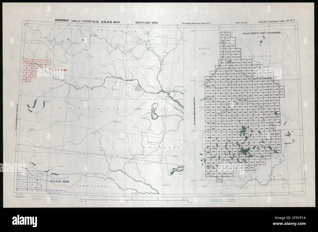 GERMANY MAP 1944 South East area Stock Photo