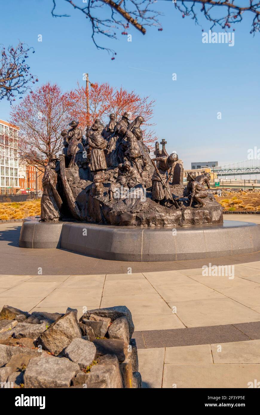 The Irish Memorial in I-95 Park commemorating The Irish immigrants, Philadelphia Pennsylvania Stock Photo